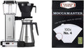 Technivorm Moccamaster 79312 KBGT Coffee Brewer, 40 oz, Polished Silver & #4 White Paper Filters, 100-count per box