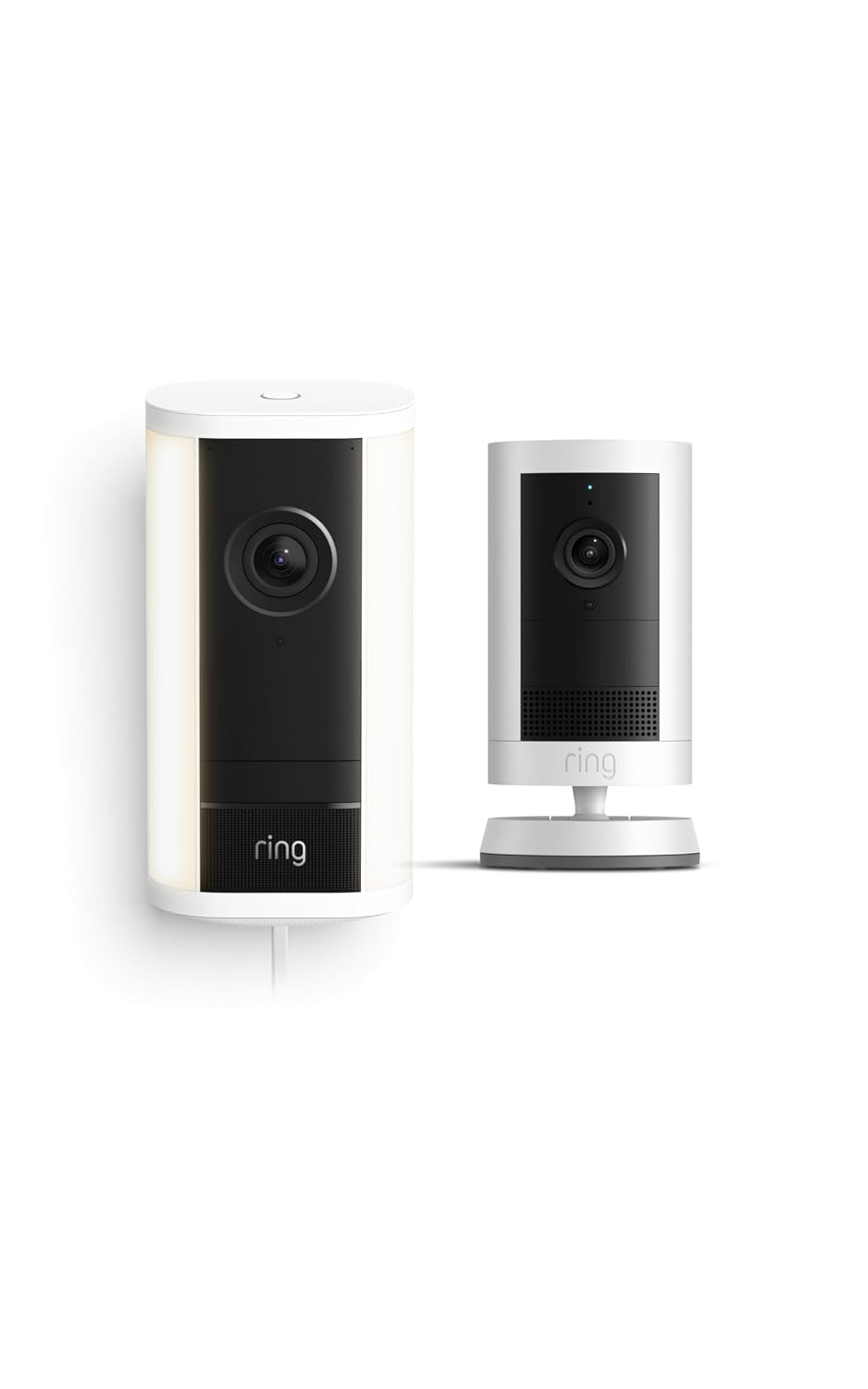Ring Spotlight Cam Pro, Plug-In (Newest Model), White with Outdoor Cam Plus, Battery, White