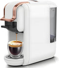 4-in-1 Pods Coffee Maker 19Bar, Compact Design Fast Brew Hot/Cold Espresso Machine for K Cup Pods,Nes Original/DG Capsule and Ground Coffee at Home or Office (White)