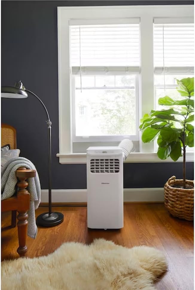 Hisense Portable Air Conditioner 6,000 BTU Cooling Dehumidifier Fan for Smaller Room up to 250 sq ft, Remote Control, White (Renewed)