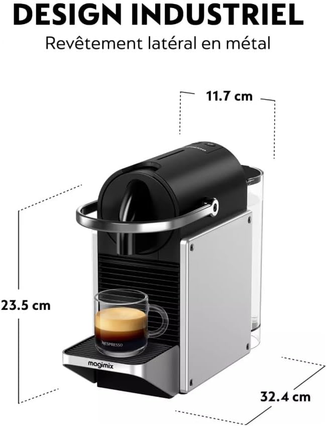 De′Longhi Nespresso Pixie EN127.S, Fully Automatic Coffee Machine, One-Button Coffee Machine with Multi-Function, Welcome Set Included, Compact Design, 19 Bar Pressure, 1260W, Silver