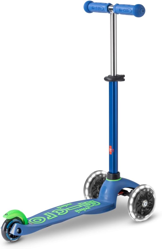 Micro Kickboard | Mini LED Kids Scooter for Ages 2-5 | Children up to 110 lbs | 3 Wheel Lean-to-Steer Design | Adjustable T Bar | Smooth Ride, Motion Activated PU LED Wheels | Swiss Design
