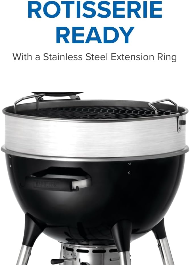 Napoleon PRO18 Compact Charcoal Kettle Grill, Black, Porcelain-Enameled Lid and Bowl, Chrome-Plated Cooking Grid