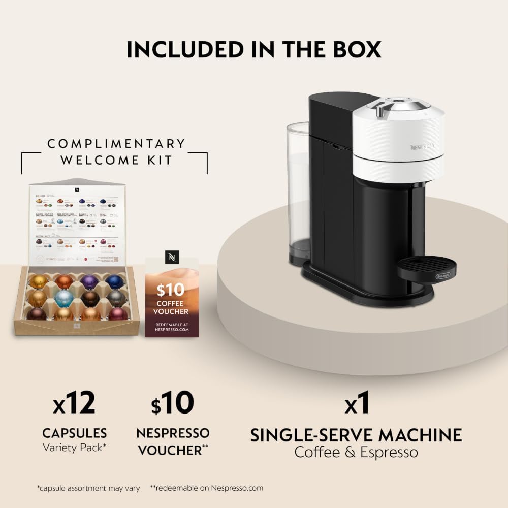 Nespresso Vertuo Next Coffee and Espresso Maker by De'Longhi, White