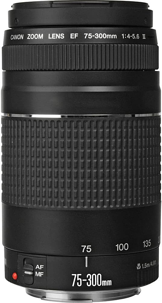 Canon EF 75-300mm f/4-5.6 III Lens Bundled with 58mm UV Filter + Lens Cap Keeper + Microfiber Cleaning Cloth (4 Items)