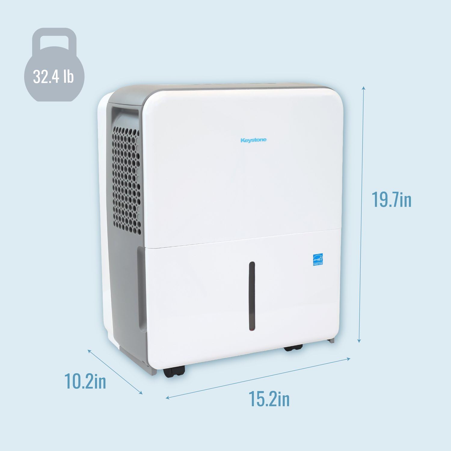 Keystone Energy Star 22-Pint Portable Dehumidifier for Large Rooms up to 1,500 Sq.Ft. with Auto-Shutoff & Timer, Quiet and Moisture Absorber For Basement, Garage, Living Room