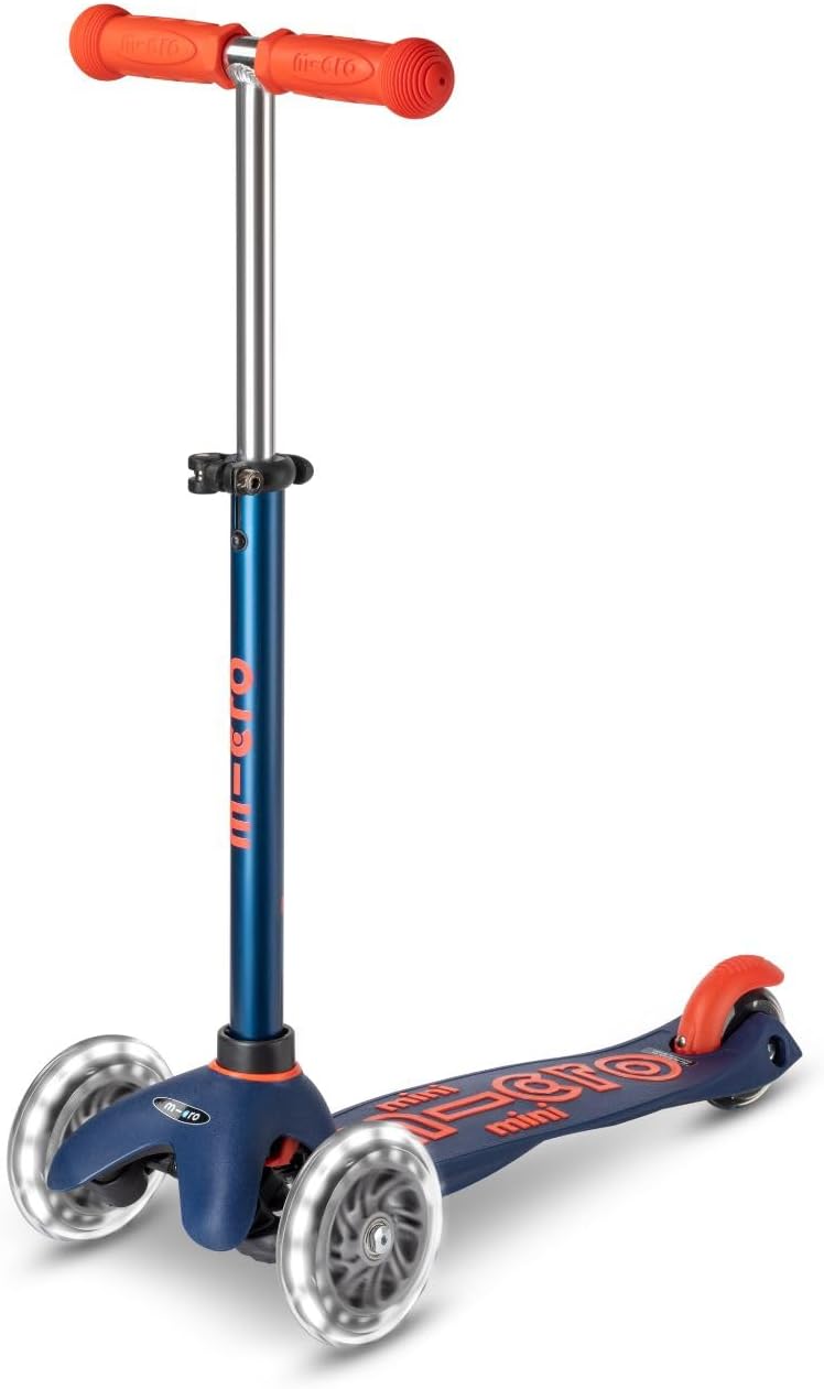 Micro Kickboard | Mini LED Kids Scooter for Ages 2-5 | Children up to 110 lbs | 3 Wheel Lean-to-Steer Design | Adjustable T Bar | Smooth Ride, Motion Activated PU LED Wheels | Swiss Design