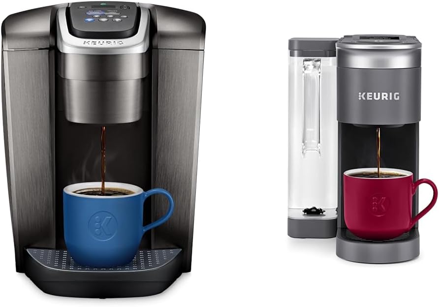 Keurig K-Elite Single-Serve K-Cup Pod Coffee Maker, Brushed Slate, 12 oz. Brew Size & K-Supreme SMART Coffee Maker, MultiStream Technology, Brews 6-12oz Cup Sizes, Gray