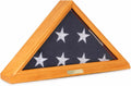 Bey-Berk Custom Personalized Solid Wood Triangle Glass Front Flag Display Case (Oak)