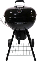 Slow 'N Sear SnS Grills Black Edition 22' Charcoal Kettle Grill, Porcelain Enamel, with Deluxe Insert and EasySpin Grate