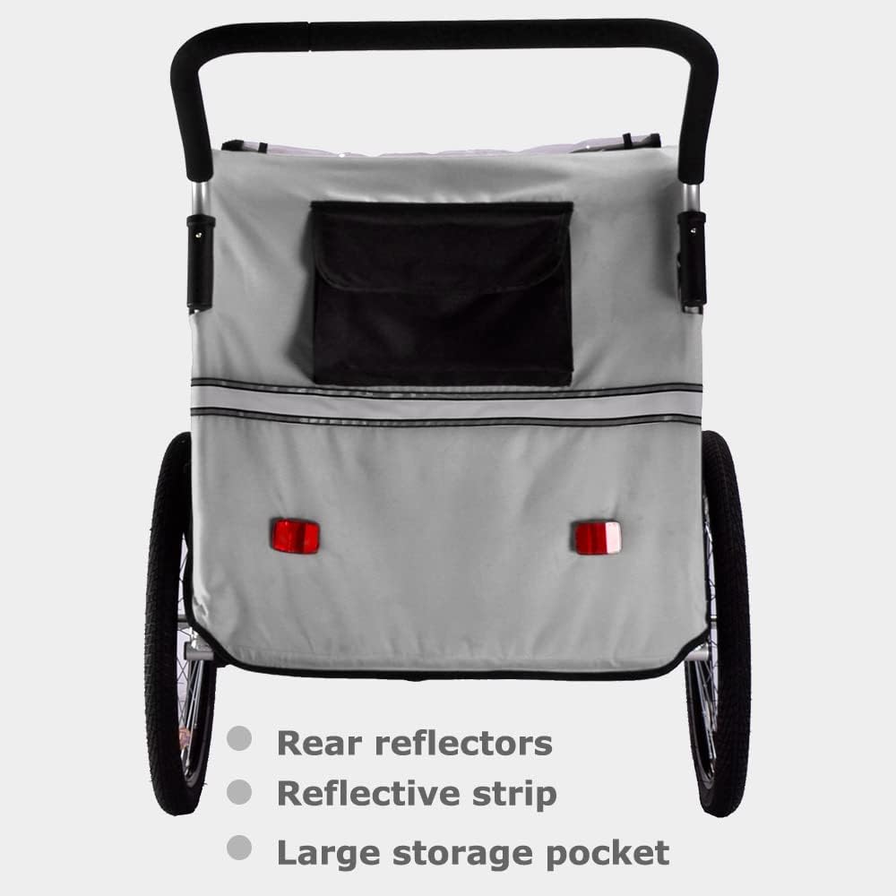 Veelar Bike Trailer & Stroller 2 in 1 Double Seat for Toddlers, Kids, Child Bicycle Carrier Jogger