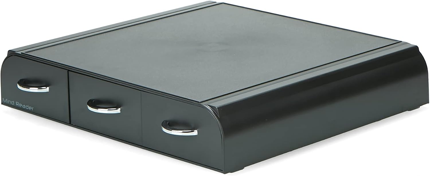 Mind Reader Single Serve Coffee Pod Organizer with 3 Drawers, 36 Pod Capacity, 13.5'L x 12.25'W x 2.5'H, Black (Pack of 8)