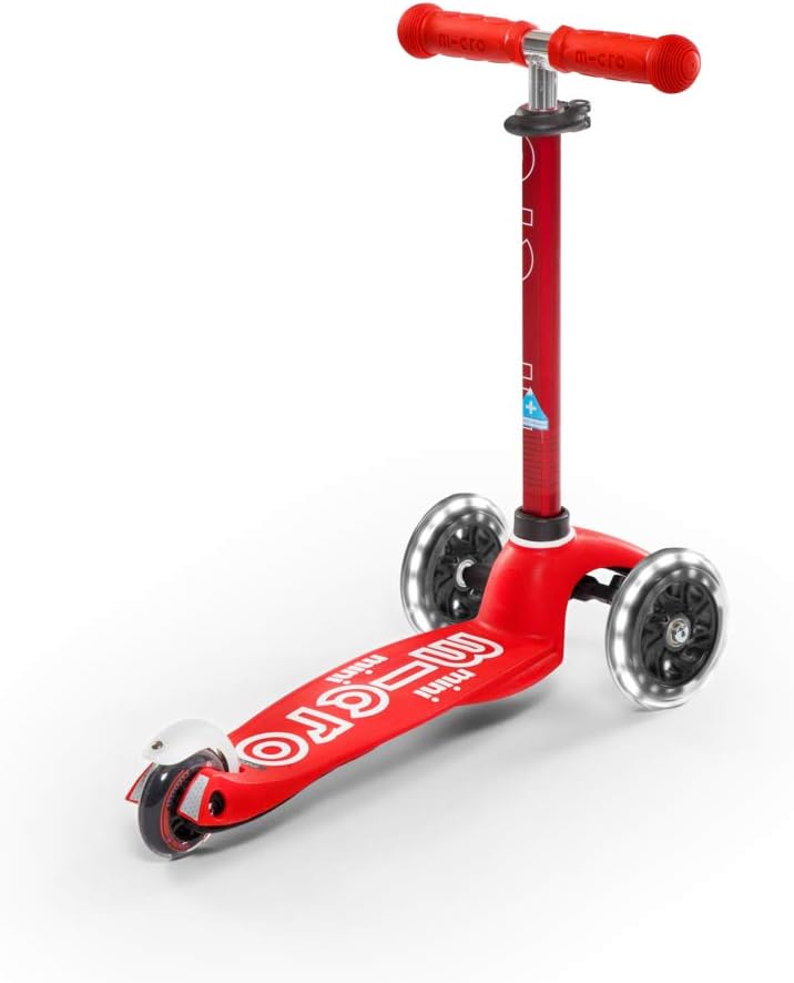 Micro Kickboard | Mini LED Kids Scooter for Ages 2-5 | Children up to 110 lbs | 3 Wheel Lean-to-Steer Design | Adjustable T Bar | Smooth Ride, Motion Activated PU LED Wheels | Swiss Design