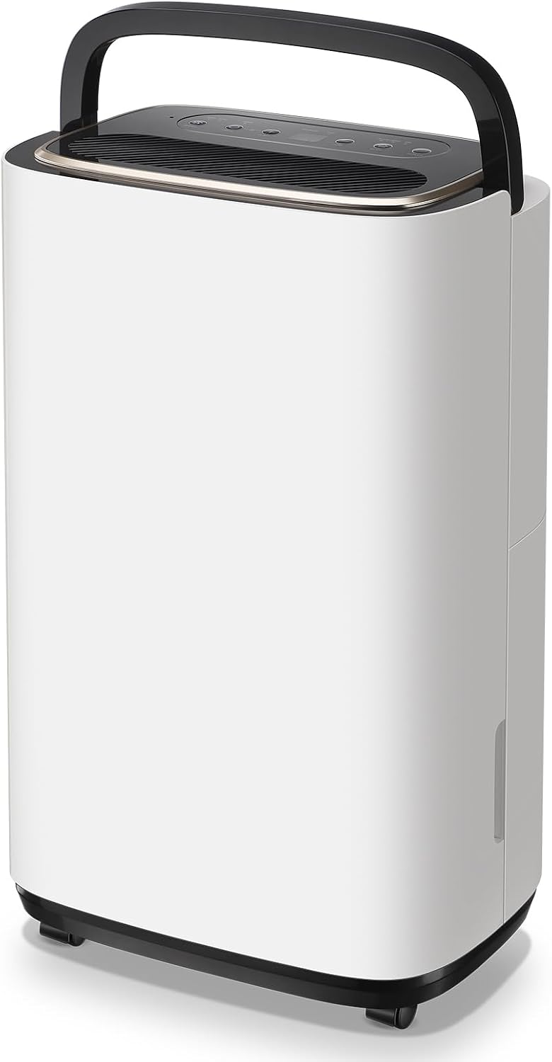 WANAI 30 Pints Dehumidifier for Basements with Drain Hose, 2500 Sq.Ft Dehumidifiers Auto Drain or Manual Drainage, Small Dehumidifier for Home Bedroom Bathroom with 2.2L Water Tank, 3 Modes, 24Timer