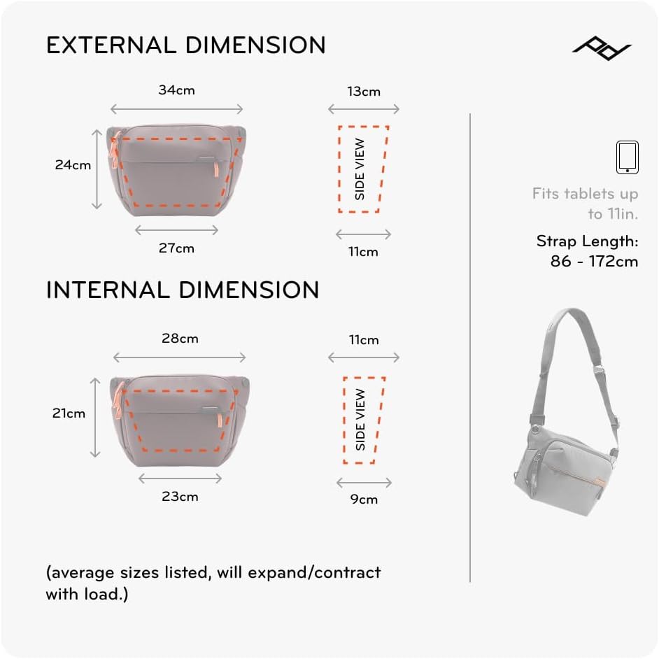 Peak Design Everyday Sling 6L, Kelp, Padded Adjustable Shoulder Strap for Crossbody or Waist Carry, FlexFold Dividers, Ideal for Carrying Cameras or Everyday Essentials, Sling Bag for Men and Women