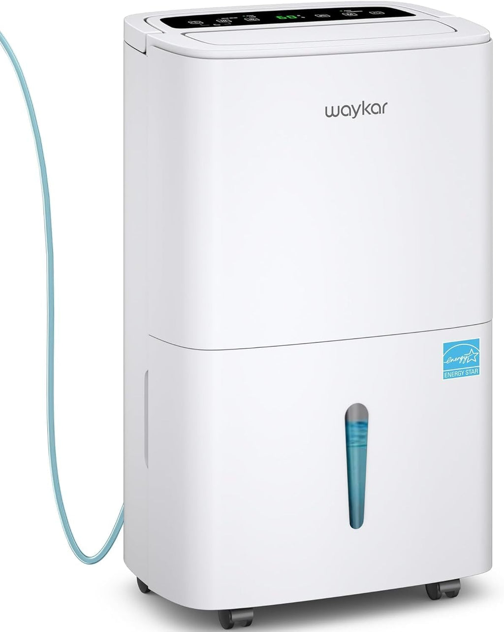 Waykar 150 Pints 2025 Energy Star Dehumidifier with Pump for Spaces up to 7,000 Sq. Ft. at Commercial and Industrial Large Room, Warehouse, Home, Basement, with Drain Hose, Auto Defrost, Self-Drying