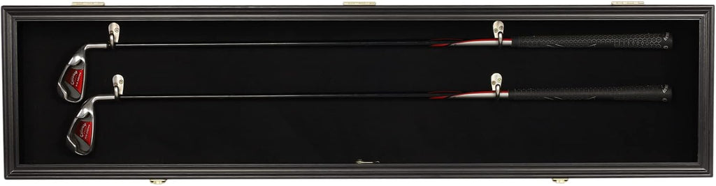 DisplayGifts 44' Long Rifle Gun Shotgun, Saber, Sword or Golf Club Display Case Cabinet Rack Putter Shadow Box w/98% UV Protection Lockable Door (Black Finish)