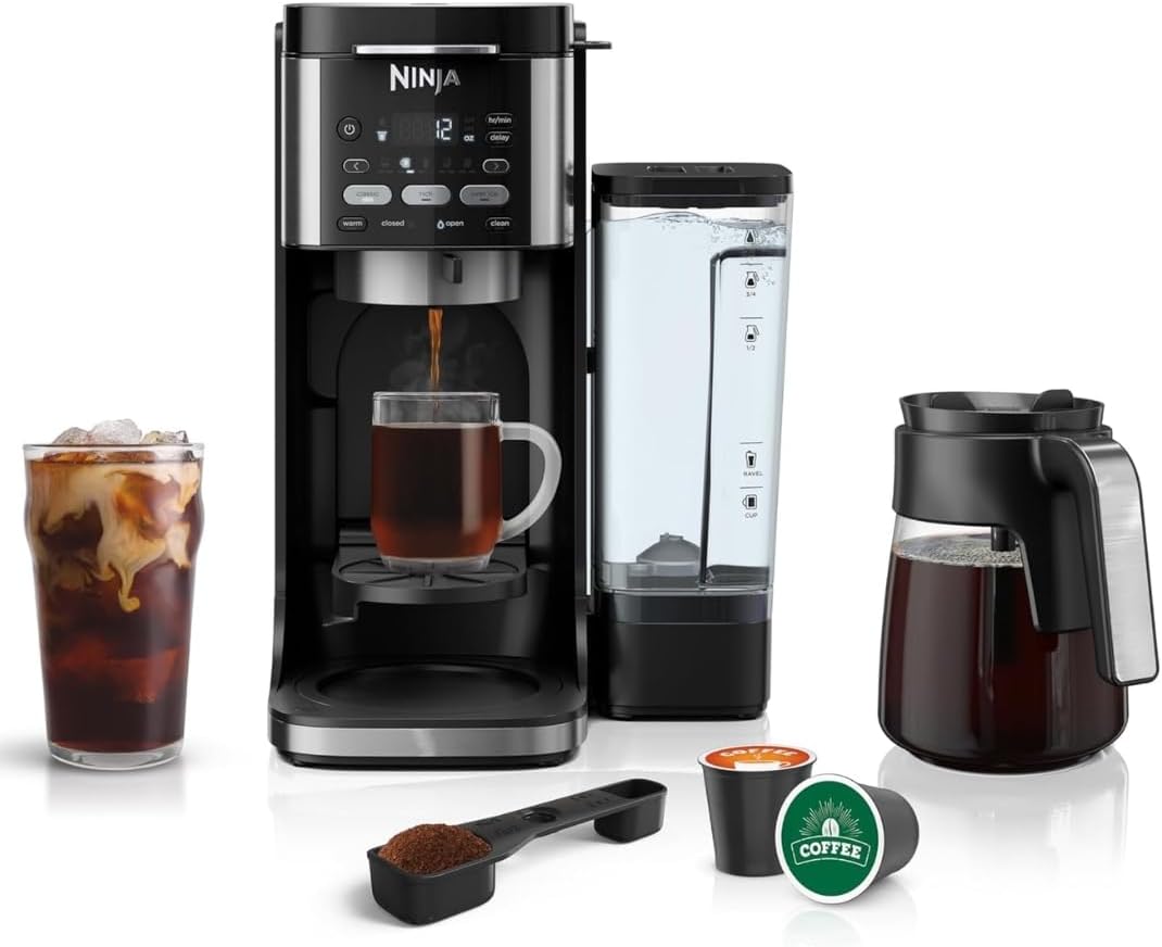 Ninja DualBrew Pro CFP101 Drip Coffee Maker – Hot & Iced, K-Cup Compatible, 3 Brew Styles, 60oz Reservoir – Black