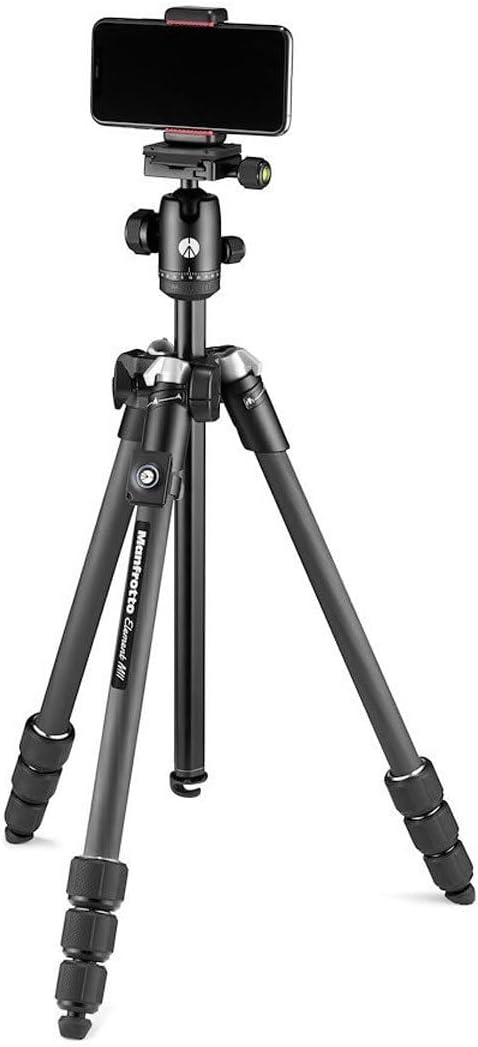 Manfrotto Element MII Mobile Bluetooth 4-Section Carbon Fiber Traveler Tripod, Black
