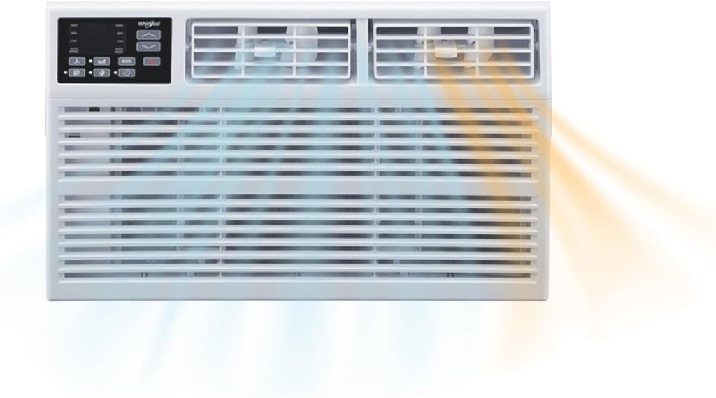 Whirlpool 12,000 BTU 230V Window Air Conditioner with Supplemental Heat, Window Mounted AC Unit with Heater for Apartment, Living Room, Bedroom, Rooms up to 550 Square Feet