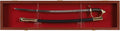 Sword Saber Display Case Cabinet Stand Holder Lightsaber Shadow Box Wall Mount Lockable with 98% UV Protection Red Color Felt (Mahogany Finish)
