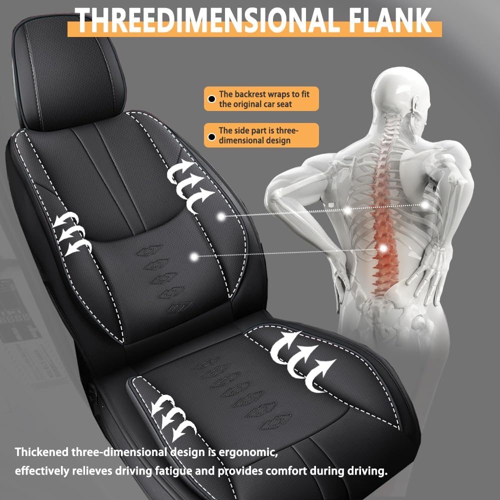 Front Seat Covers for Toyota Highlander 2001-2024,Leather Car Seat Covers,Interior Accessories Seat Covers,Waterproof Car Seat Protectors for Highlander(Black,Standard)