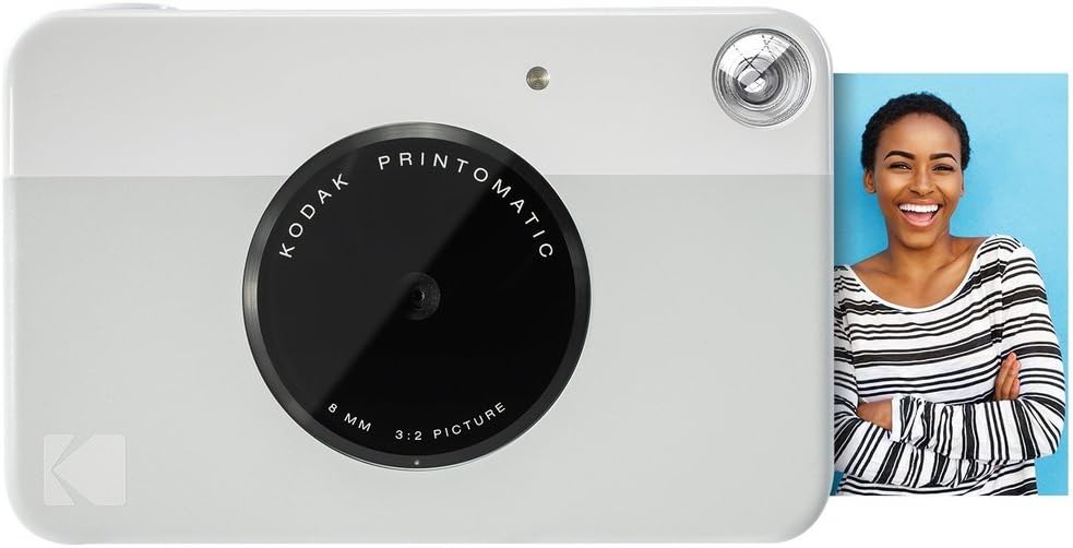 KODAK Printomatic Full-Color Instant Print Digital Camera Colorful Photos On Zink 2x3' Sticky-Back Photo Paper 5MP Gift Bundle: Case + Zink 2x3' 20pk + Album + Stickers + Frames + Markers - Grey
