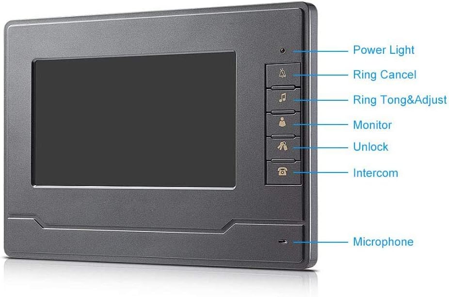Wired Video Intercom Doorbell System 7 Inches LCD Monitor Video Door Phone Kits Support Monitoring, Unlock, Dual-Way Door Intercom Indoor Outdoor for Villa Home, 1-IR Camera 2-Color Screen
