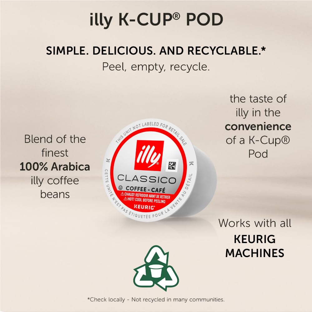illy Coffee K Cup, Pods for Keurig Machines, Intenso Dark Roast, 100% Arabica, Premium Italian Coffee, 32 Count, 4 Pack