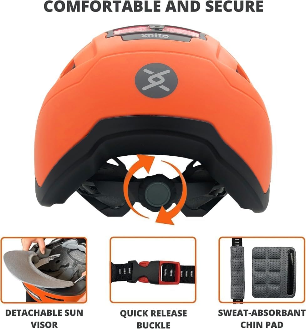 XNITO Bike Helmet with LED Lights - Urban Bicycle Helmet for Adults, Men & Women - CPSC & NTA-8776 Dual Certified - Class 3 E-Bikes, Scooters, Onewheel, Commuter, Mountain