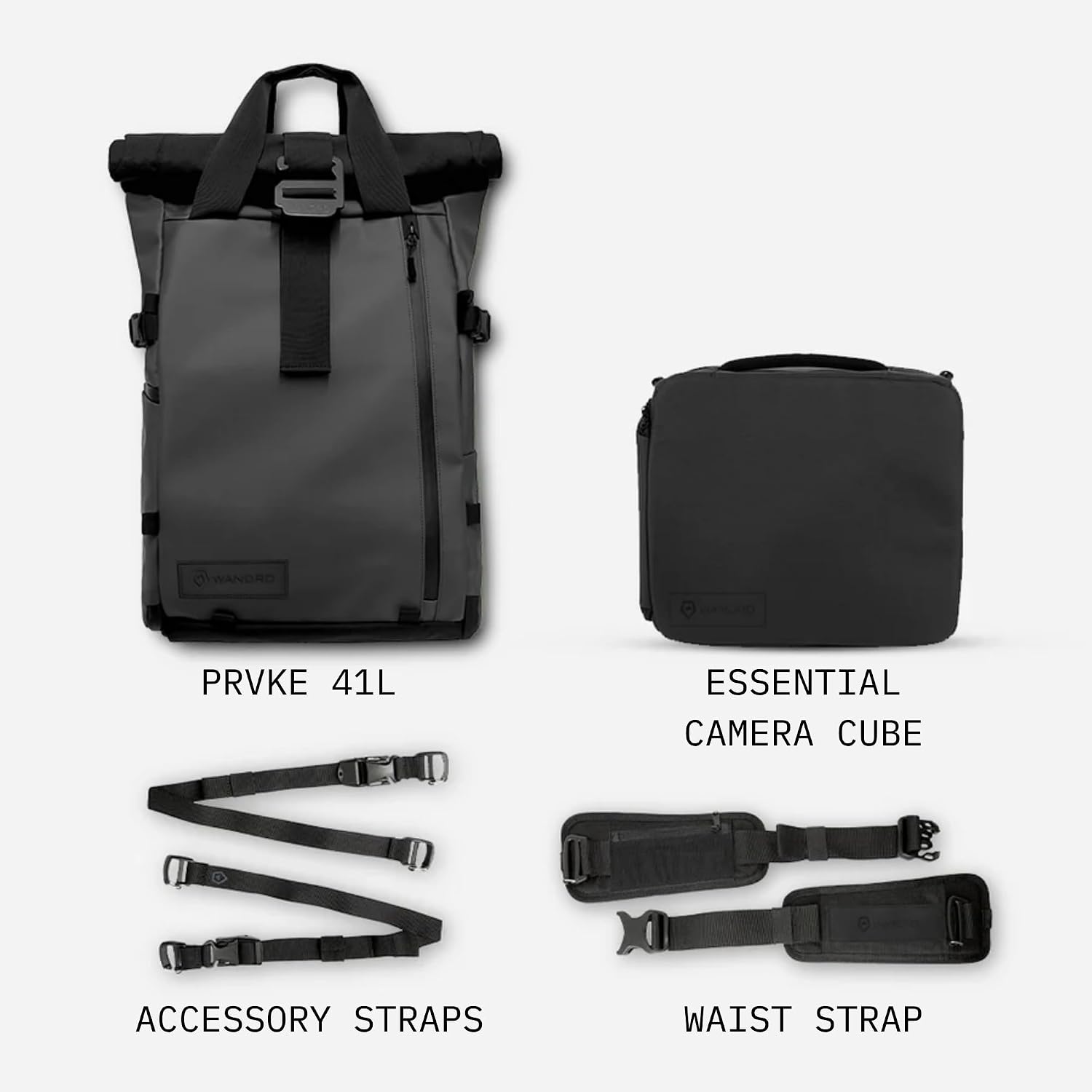 WANDRD PRVKE 41L Photography Bundle: Weather-Resistant Travel & Camera Backpack with Laptop Sleeve, Quick Side Access, Clamshell Opening – Ideal Photography & Travel Bag (Black)