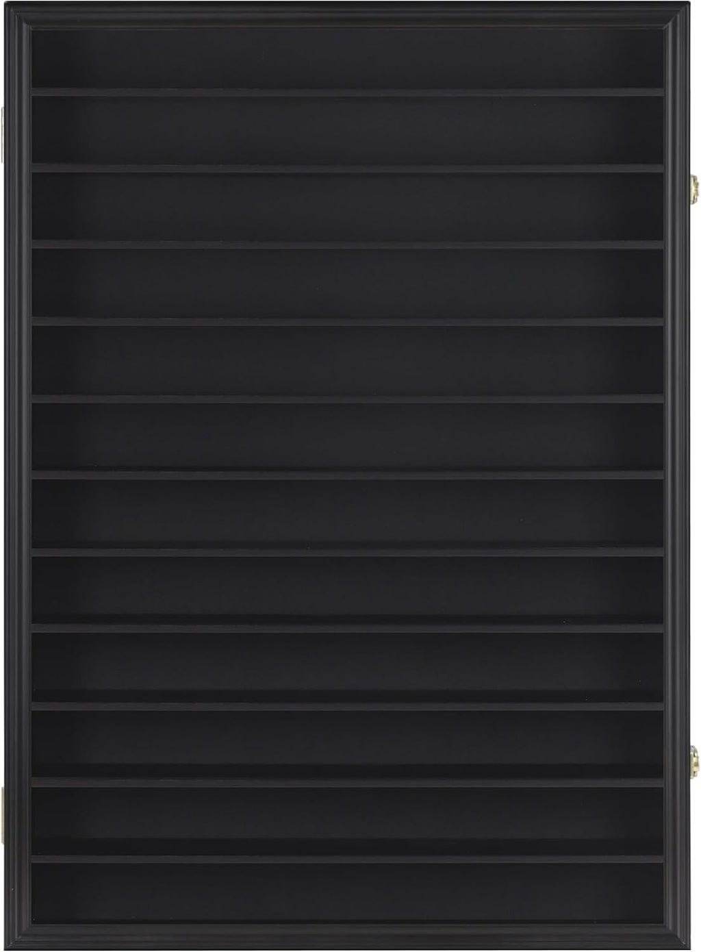 Large 144 Shot Glass Display Case Rack Solid Wood Cabinet Holder Wall Curio Cabinet Shadow Box for Action Figures Small Figurines - Lockable with UV Protection Door - Black Finish