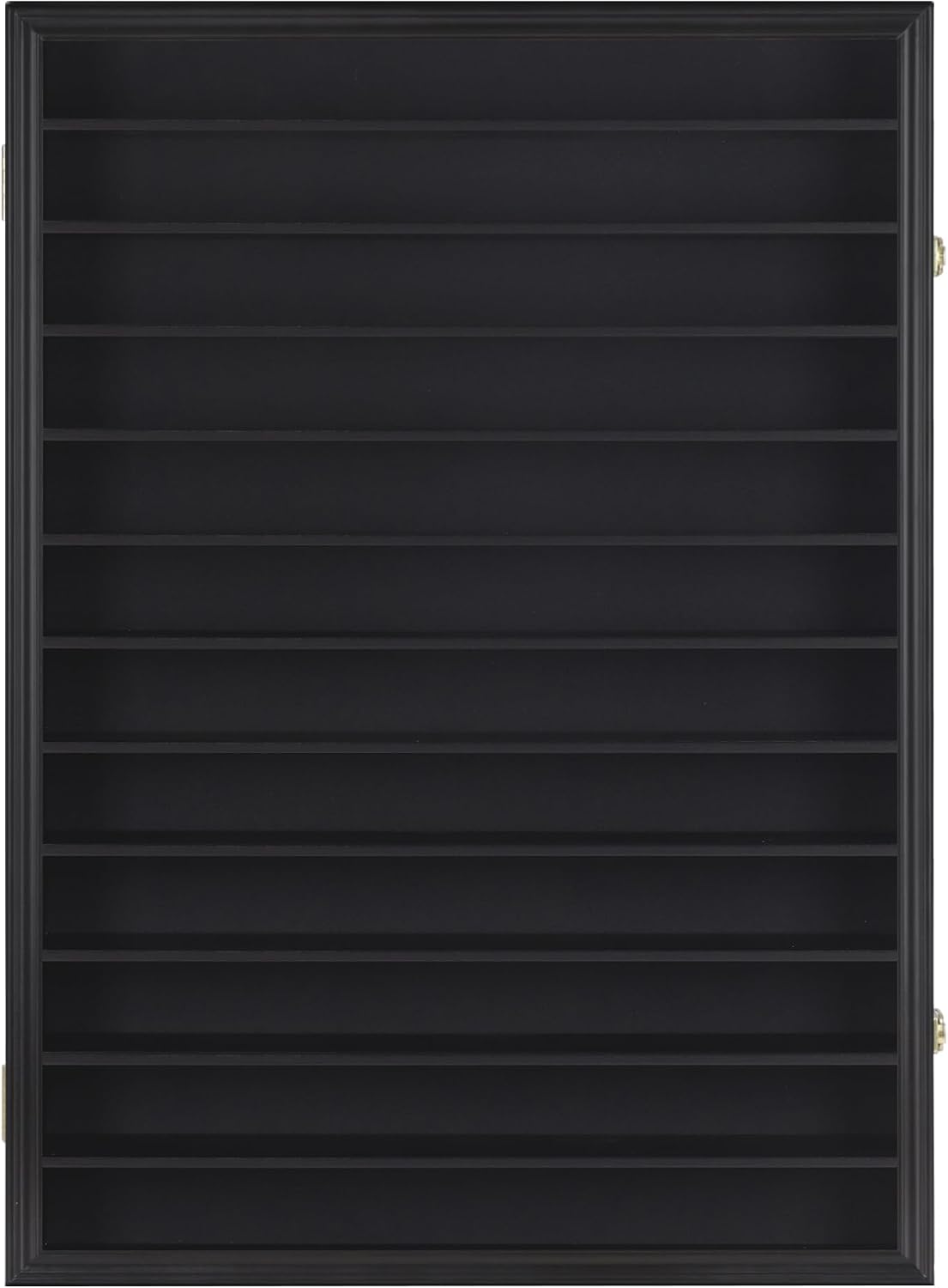 Large 144 Shot Glass Display Case Rack Solid Wood Cabinet Holder Wall Curio Cabinet Shadow Box for Action Figures Small Figurines - Lockable with UV Protection Door - Black Finish