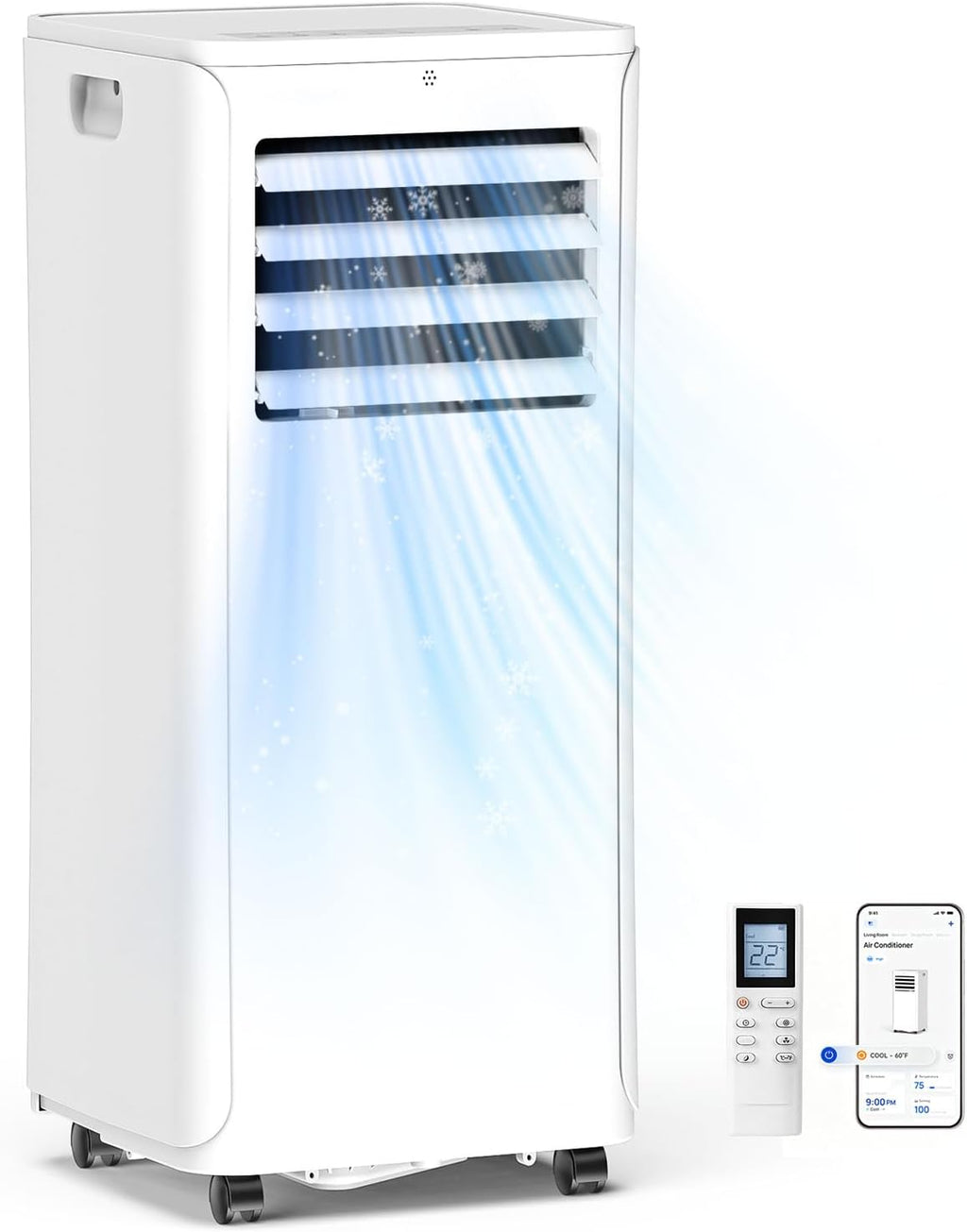 Smart Portable Air Conditioner with WiFi, 12,000 BTU AC Unit Cools 550 sq.ft, 3-in-1: Dehumidifier, Fan & Quiet Cooling for Bedroom, 24H Timer, Remote, Window Kit Included