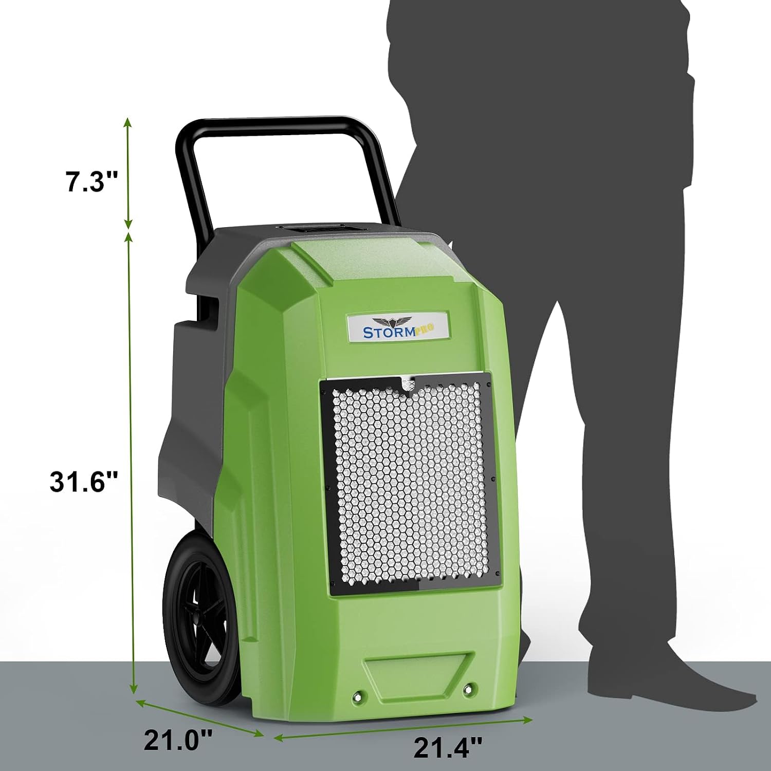 ALORAIR 180Pints LGR Industrial Dehumidifier with Pump and Drain Hose, Portable Commercial Dehumidifier with Wheels for Home, Basements, Garages, and Job Sites, Green