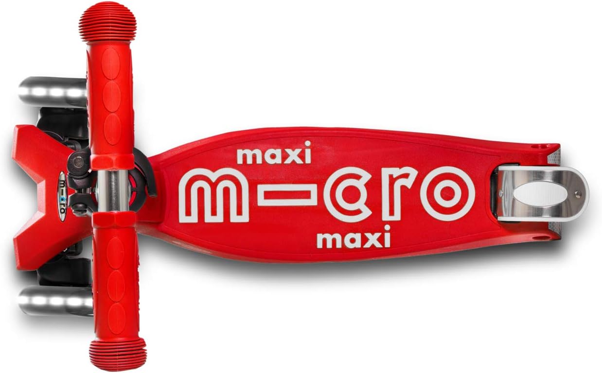 Micro Kickboard | Maxi LED Kids Scooter for Ages 5-12 | Children up to 110 lbs | 3 Wheel Lean-to-Steer Design | Adjustable T Bar | Smooth Ride, Motion Activated PU LED Wheels | Swiss Design