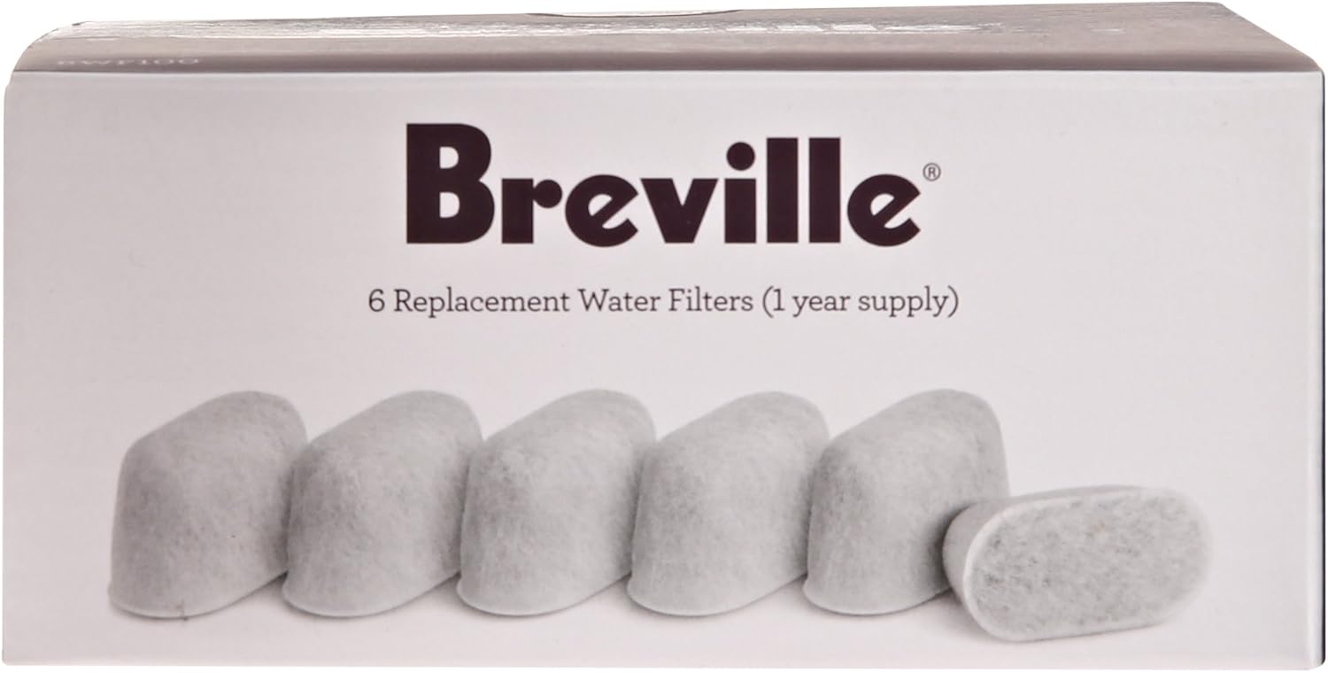 Breville BWF100 Single Cup Brewer Replacement Charcoal Filters White (Pack of 6)