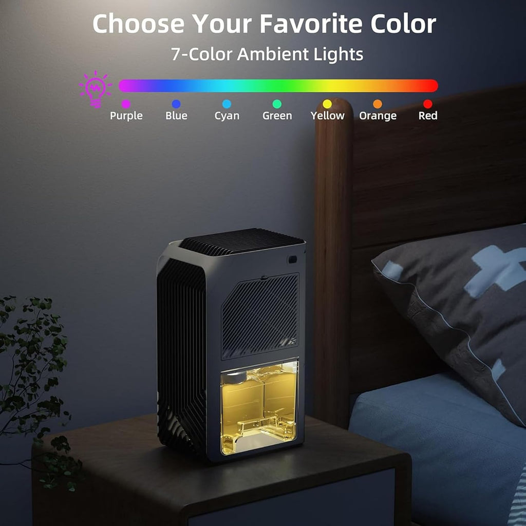 Dehumidifiers for Home, 88 OZ Water Tank, Dehumidifier for Bedroom Bathroom with Auto Shut Off, 7 Colors LED Light,B