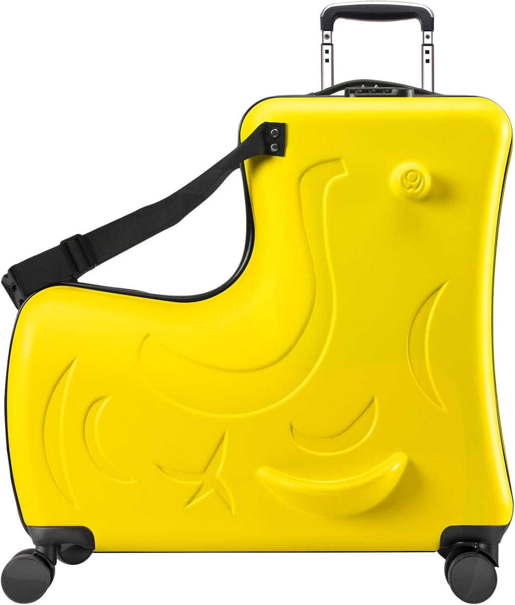 Toddler Luggage Ride On Suitcase for Kids with 4 Spinner wheels, Hardside Travel Luggage for Boys and Girls Ages 2-12 (Sunshine Yellow, 20-Inch Carry-On for Most Airlines)