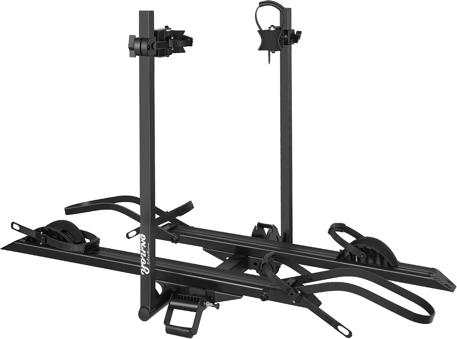 Young Electric Bike Rack for Car - Hitch Mount Ebike Rack 200 lbs Capacity E-Bike Carrier for Cars Trucks SUVs Minivans RV with 2'' Receiver, Foldable Bike Racks for Up to 5'' Fat Tire Bicycle