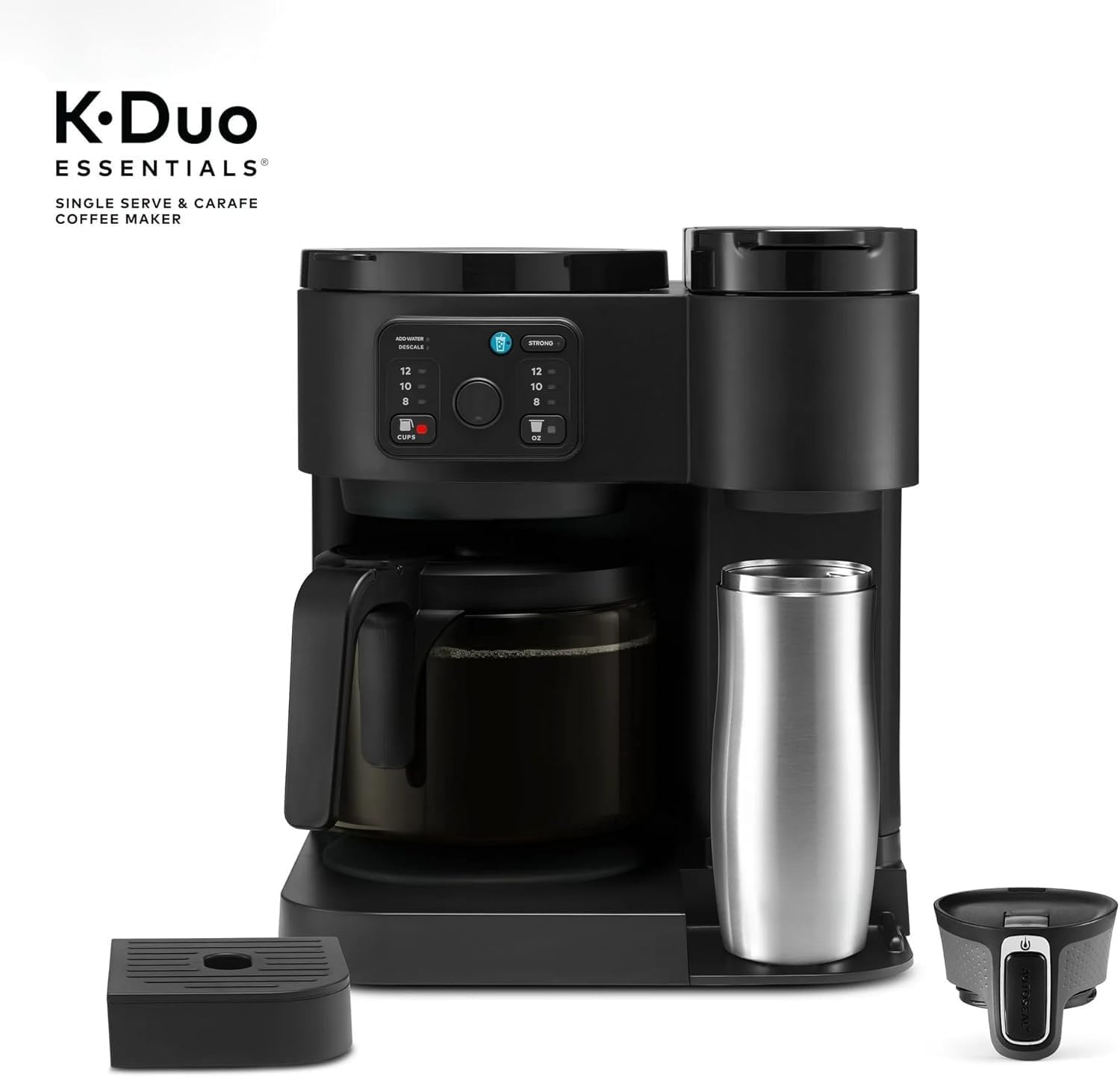 K-Duo Essentials Coffee Maker for Hot and Iced Drinks, Single Serve KCup Pod Brewer and 12 Cup Carafe Drip Coffee Pot, 72 oz Water Reservoir,Pause & Pour Feature, Perfect for Home & Office Use