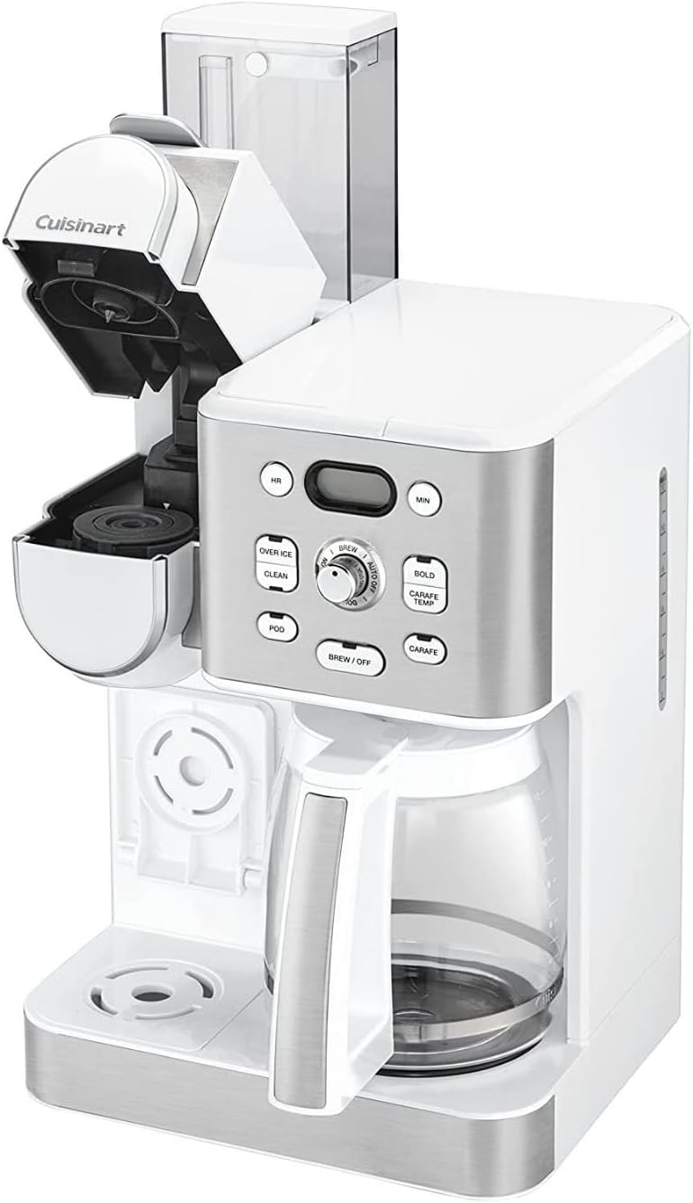 Cuisinart 12-Cup Coffee Maker, Single-Serve Brewer Glass Carafe, Automatic Hot & Iced Coffee Machine, Brew Strength Control and Brew Pause, SS-16W, White