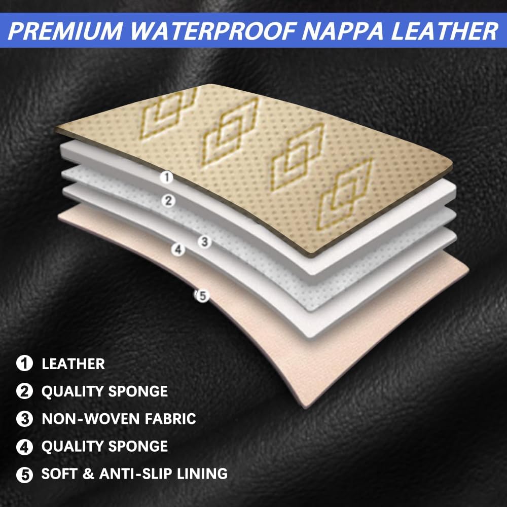 Car Seat Covers for Cadillac Eldorado 1997-2002,Waterproof Leather Seat Covers 2-Seats Standard,Car Interior Accessories with Airbag,Car Seat Protectors for Eldorado(Beige)