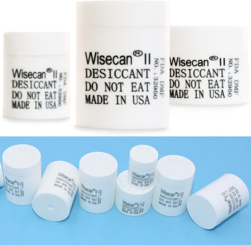 Wisesorb 3 Gram 1500 Pack Silica Gel Canister, Desiccant Canister, Silica Gel Capsules, Desiccant Capsules, Moisture Absorbers for Food Storage, Food Safe Dehumidifiers Wisecan