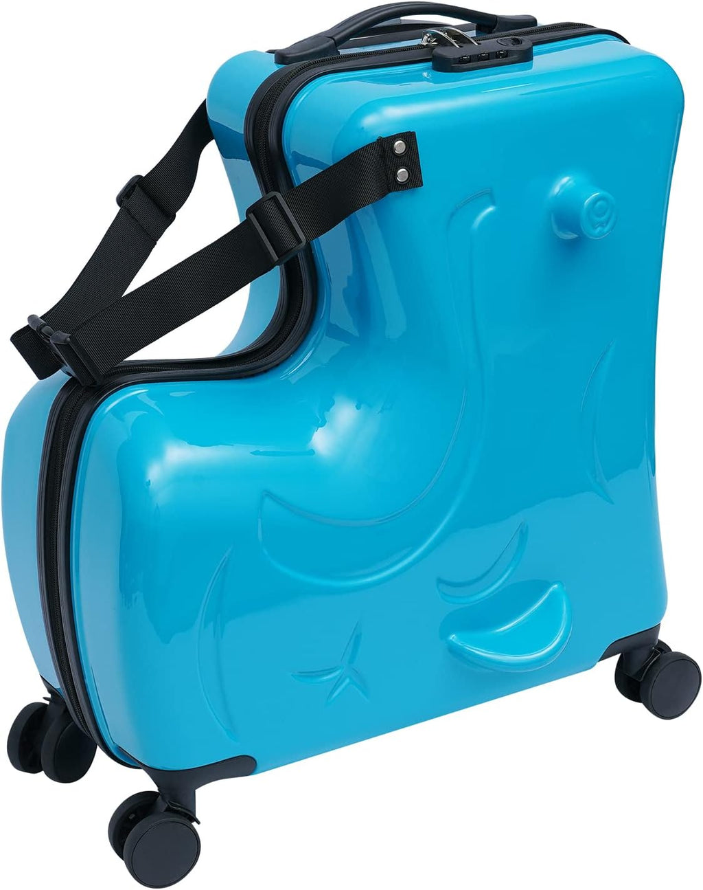 CNCEST 20'/24' Kid's Ride-on Travel Suitcase,Travel Rolling Luggage with Wheels Carry Trolley Luggage with Password Lock,Children's Ride On (20' Blue)