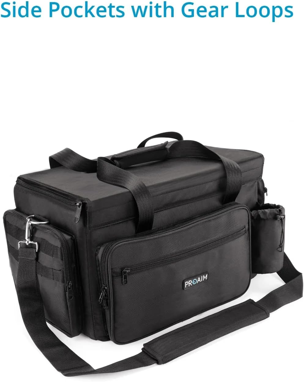 PROAIM Cine Cube Bag for Camera Gear, Photographer, Videographer Videomakers. Solid & Spacious, Removable Pouches, 4 Clear Pockets & Back Slate Pocket. Bottle Holder, Waterproof + Sling (P-CBCC-01)