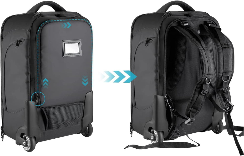 Neewer Convertible Rolling Camera Backpack for SLR/DSLR Cameras and Accessories (NW3300) –Black