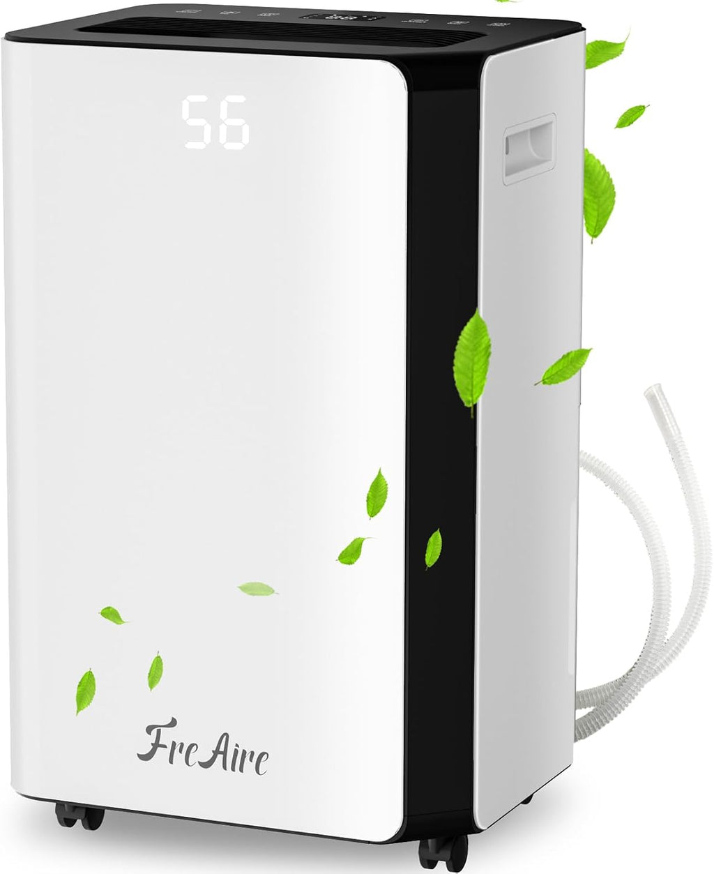 FreAire 4,500 Sq. Ft. Dehumidifier for Basement Large Room | Humidity Control | 50 Pint Dehumidifiers with Auto or Manual Drainage for Home Bathroom | 24H Timer | 3 Operation Modes | Safe Lock White