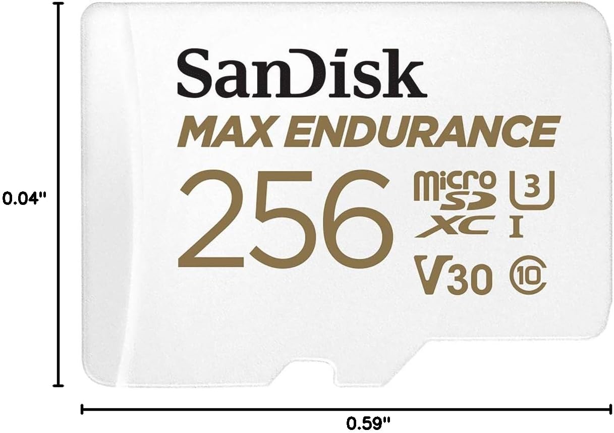 SANDISK 256GB MAX Endurance microSDXC Card with Adapter for Home Security Cameras and Dash cams - C10, U3, V30, 4K UHD, Micro SD Card - SDSQQVR-256G-GN6IA
