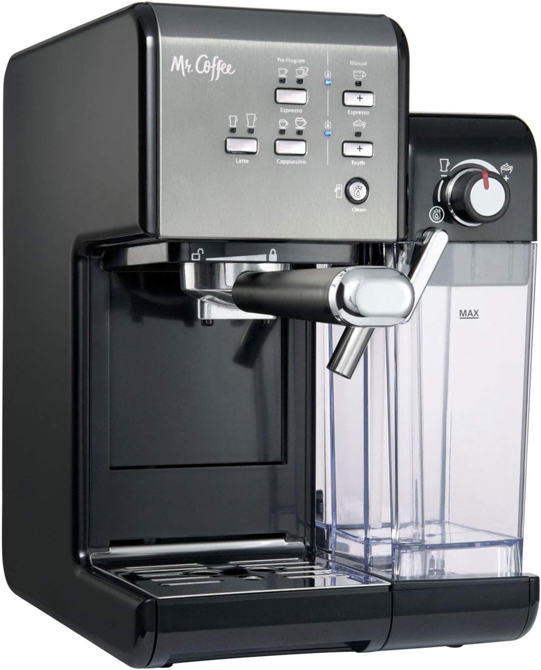Mr. Coffee One-Touch Coffee House Espresso and Cappuccino Machine in Black Stainless
